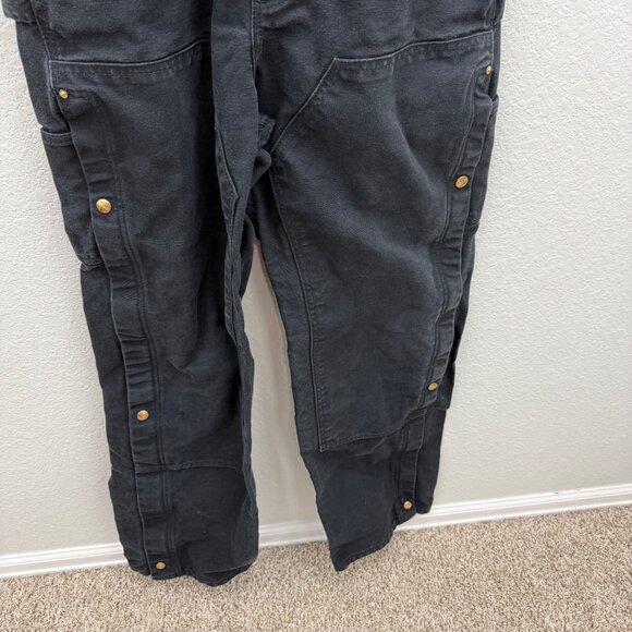 Carhartt R37 Black Loose Fit Firm Duck Bib Double Knee Work Overall Mens 34x36 - Picture 5 of 7